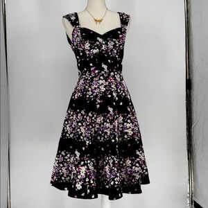 White House Black Market Floral Dress - Black and Purple